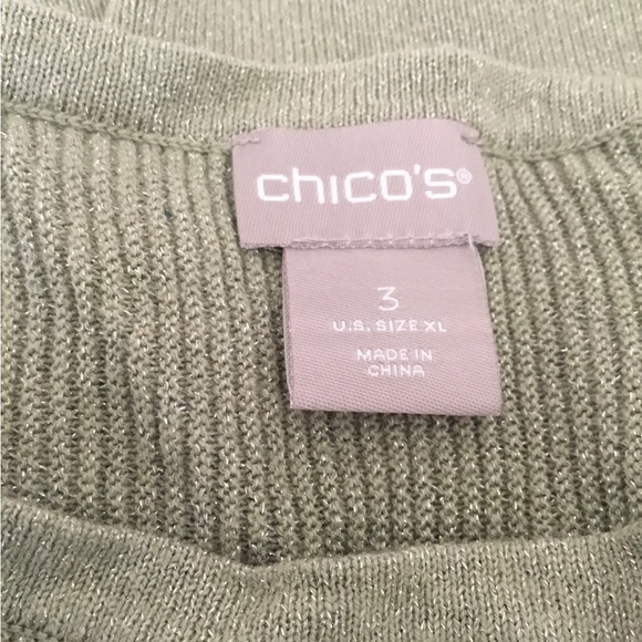 NWT CHICO’S SPARKLE Pull Over Round Neckline Long Sleeve SWEATER Cool Sage-XL-3 - Picture 2 of 16